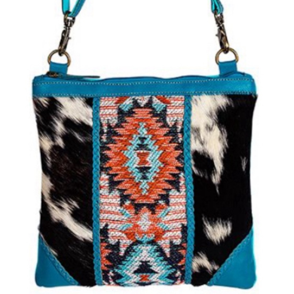 New Myra Western Boho Aztec Native American Crossbody Leather Bag